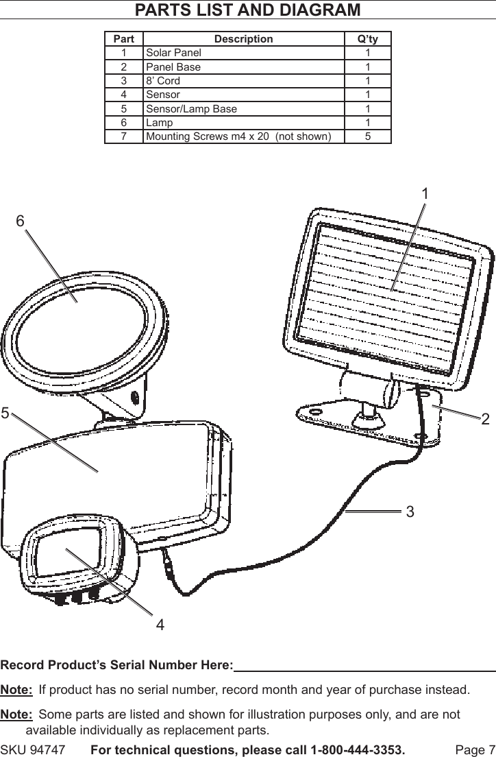 Page 7 of 8 - Harbor-Freight Harbor-Freight-Led-Solar-Security-Light-Product-Manual-  Harbor-freight-led-solar-security-light-product-manual
