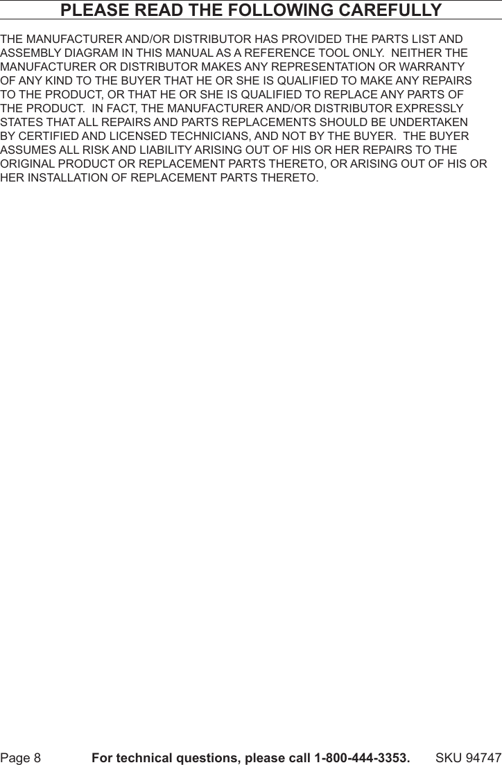 Page 8 of 8 - Harbor-Freight Harbor-Freight-Led-Solar-Security-Light-Product-Manual-  Harbor-freight-led-solar-security-light-product-manual