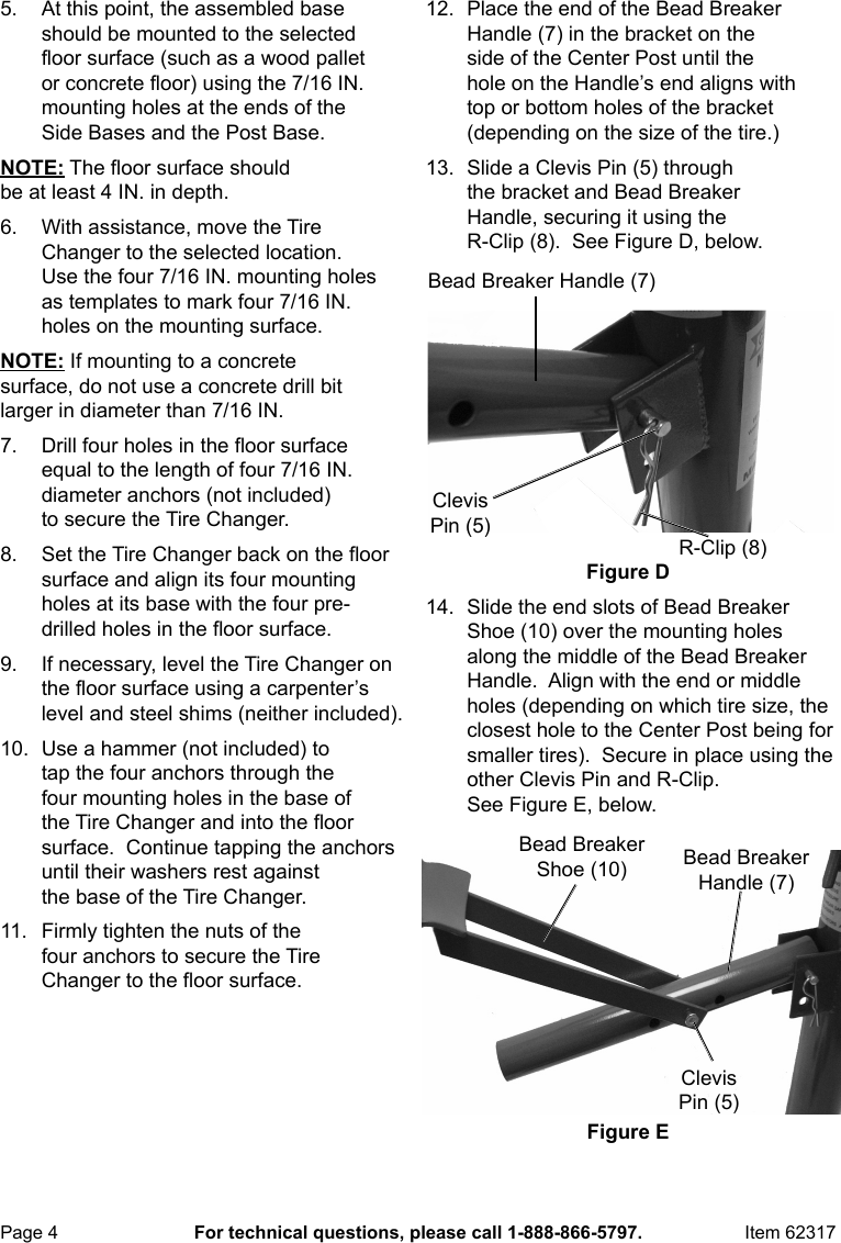 Page 4 of 12 - Harbor-Freight Harbor-Freight-Manual-Tire-Changer-Product-Manual-  Harbor-freight-manual-tire-changer-product-manual