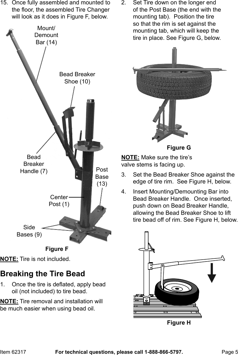 Page 5 of 12 - Harbor-Freight Harbor-Freight-Manual-Tire-Changer-Product-Manual-  Harbor-freight-manual-tire-changer-product-manual