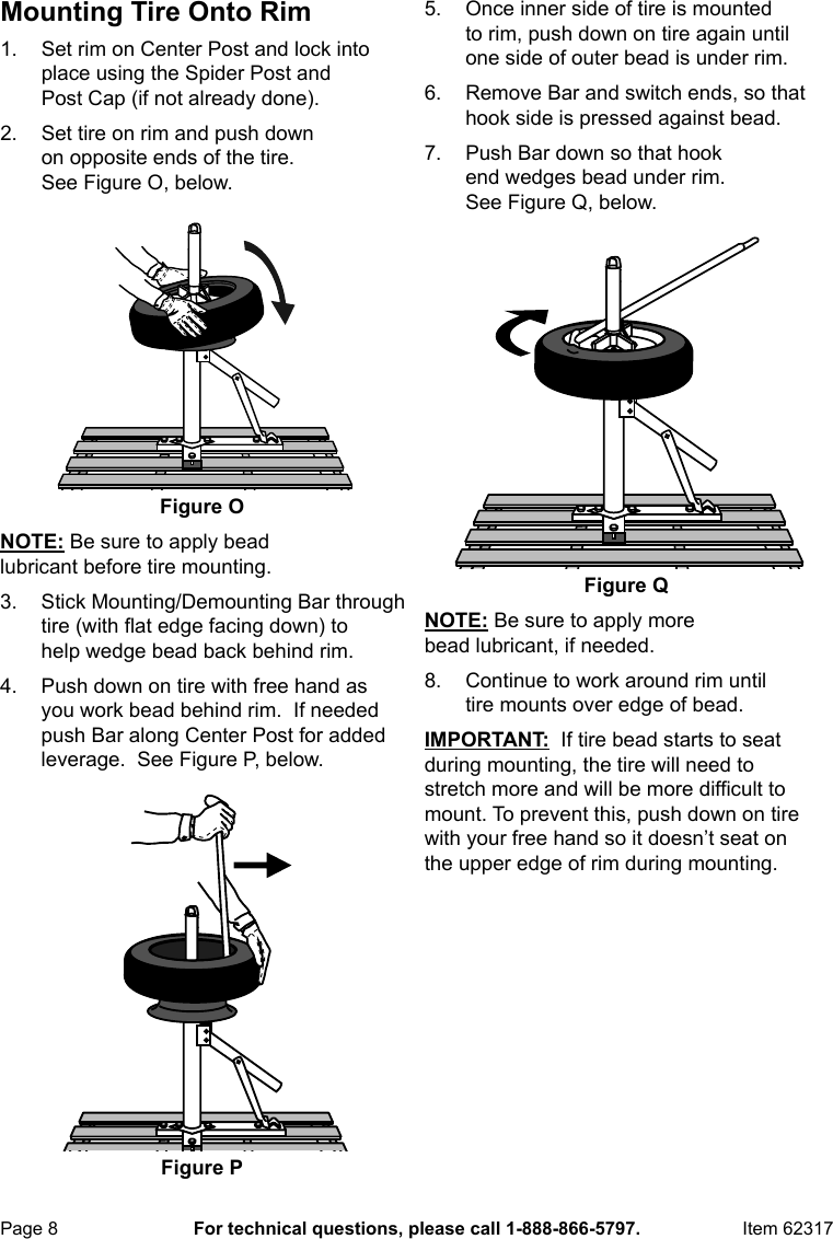 Page 8 of 12 - Harbor-Freight Harbor-Freight-Manual-Tire-Changer-Product-Manual-  Harbor-freight-manual-tire-changer-product-manual