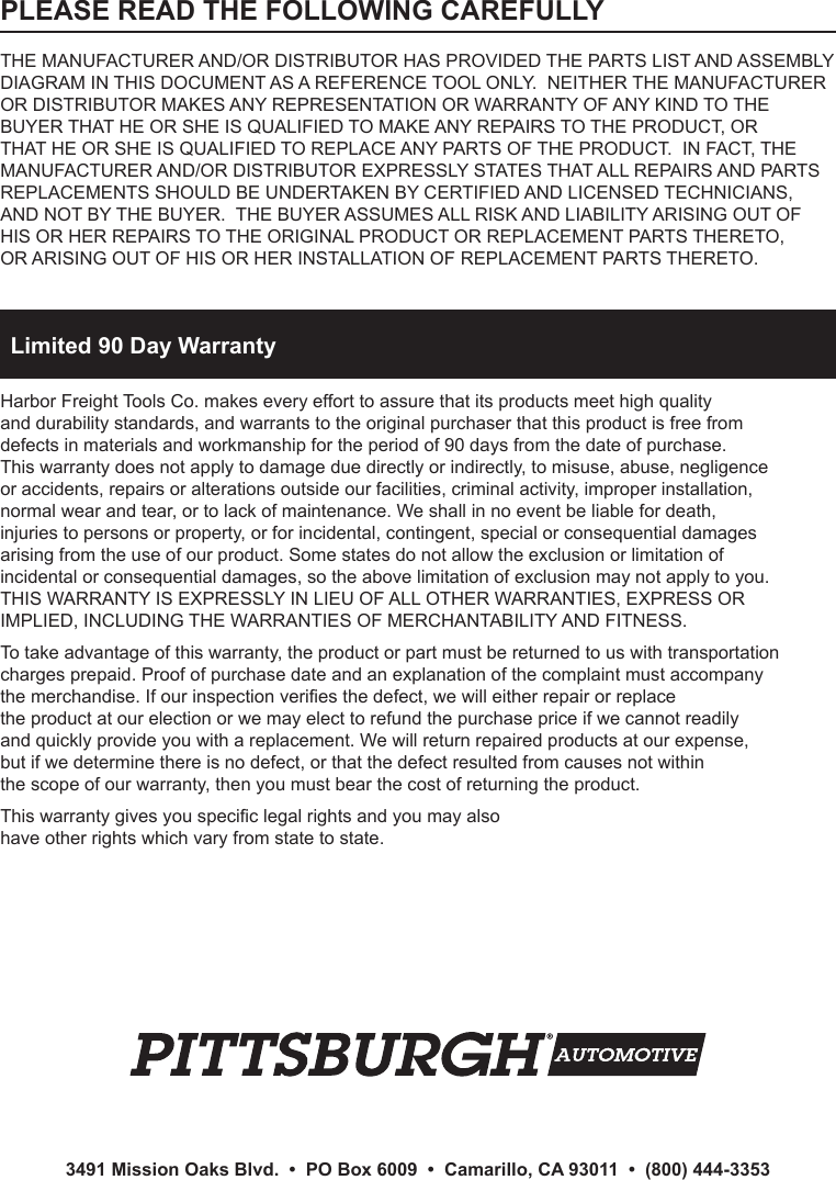 Page 4 of 4 - Harbor-Freight Harbor-Freight-Mechanics-Roller-Seat-Product-Manual-  Harbor-freight-mechanics-roller-seat-product-manual