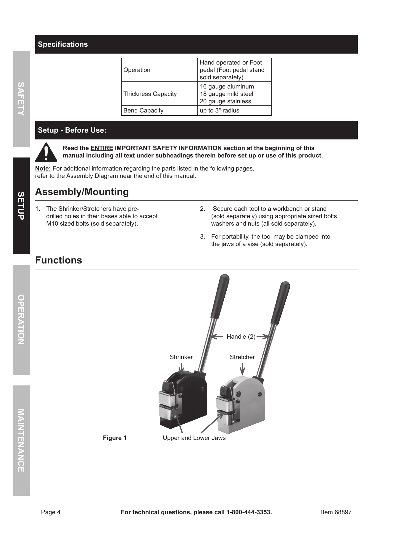 Page 4 of 8 - Harbor-Freight Harbor-Freight-Metal-Shrinker-Stretcher-Set-Product-Manual-  Harbor-freight-metal-shrinker-stretcher-set-product-manual