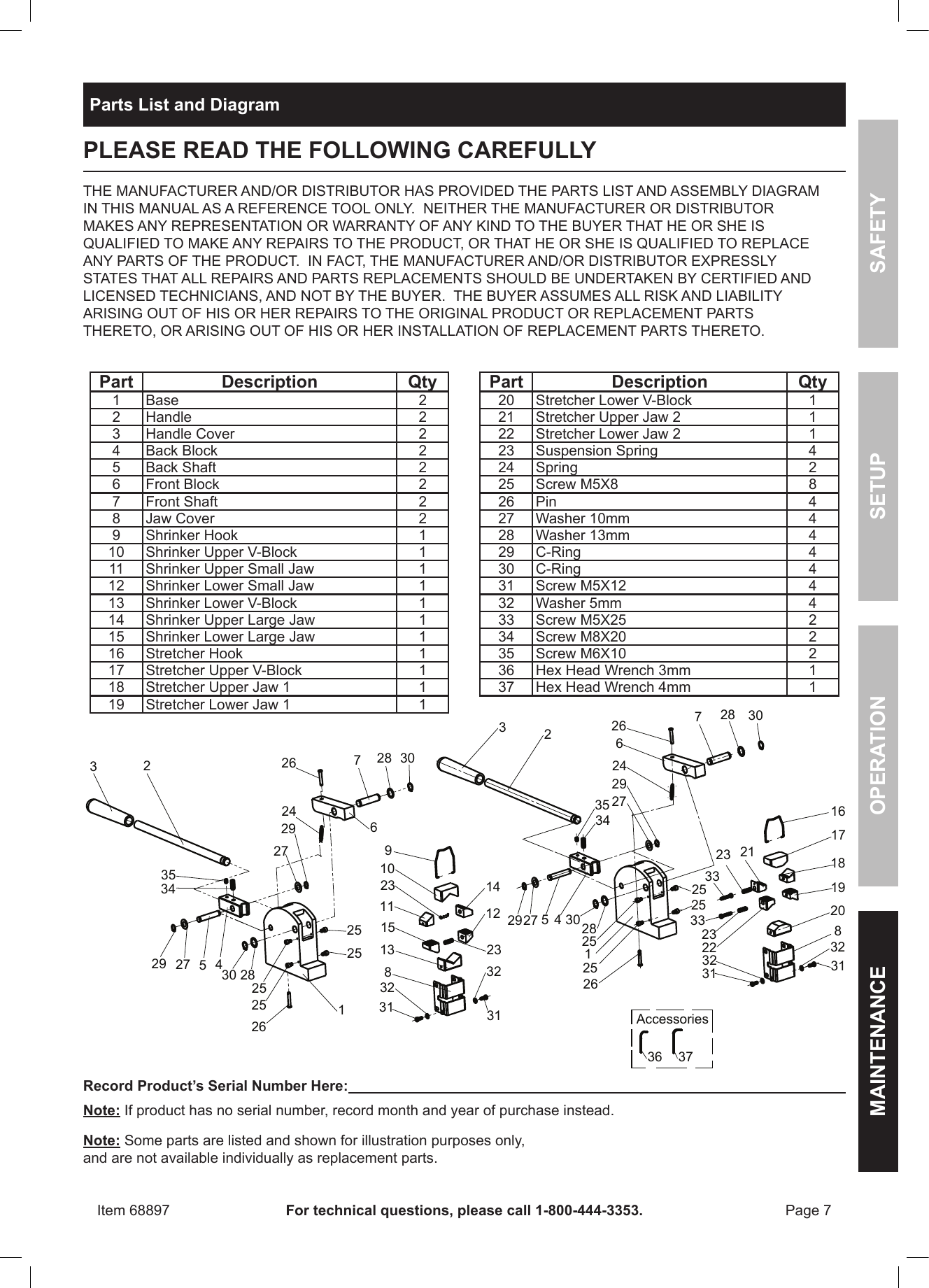 Page 7 of 8 - Harbor-Freight Harbor-Freight-Metal-Shrinker-Stretcher-Set-Product-Manual-  Harbor-freight-metal-shrinker-stretcher-set-product-manual