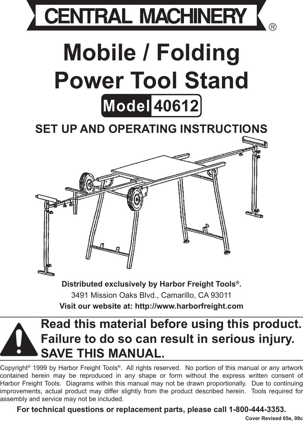 Page 1 of 5 - Harbor-Freight Harbor-Freight-Mobile-Folding-Power-Tool-Stand-Product-Manual-  Harbor-freight-mobile-folding-power-tool-stand-product-manual