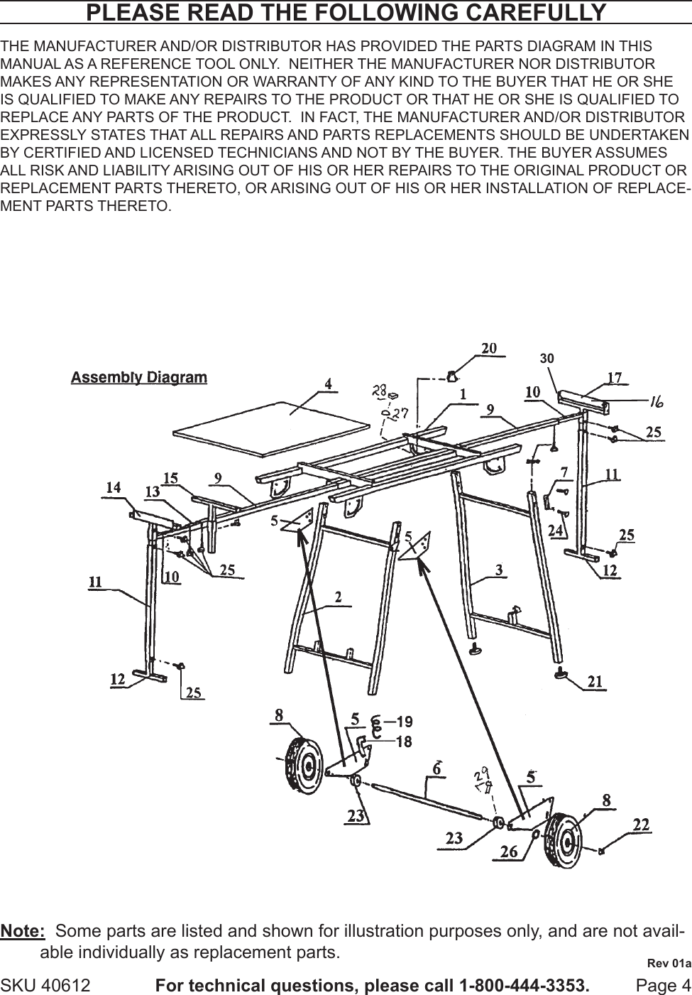 Page 4 of 5 - Harbor-Freight Harbor-Freight-Mobile-Folding-Power-Tool-Stand-Product-Manual-  Harbor-freight-mobile-folding-power-tool-stand-product-manual