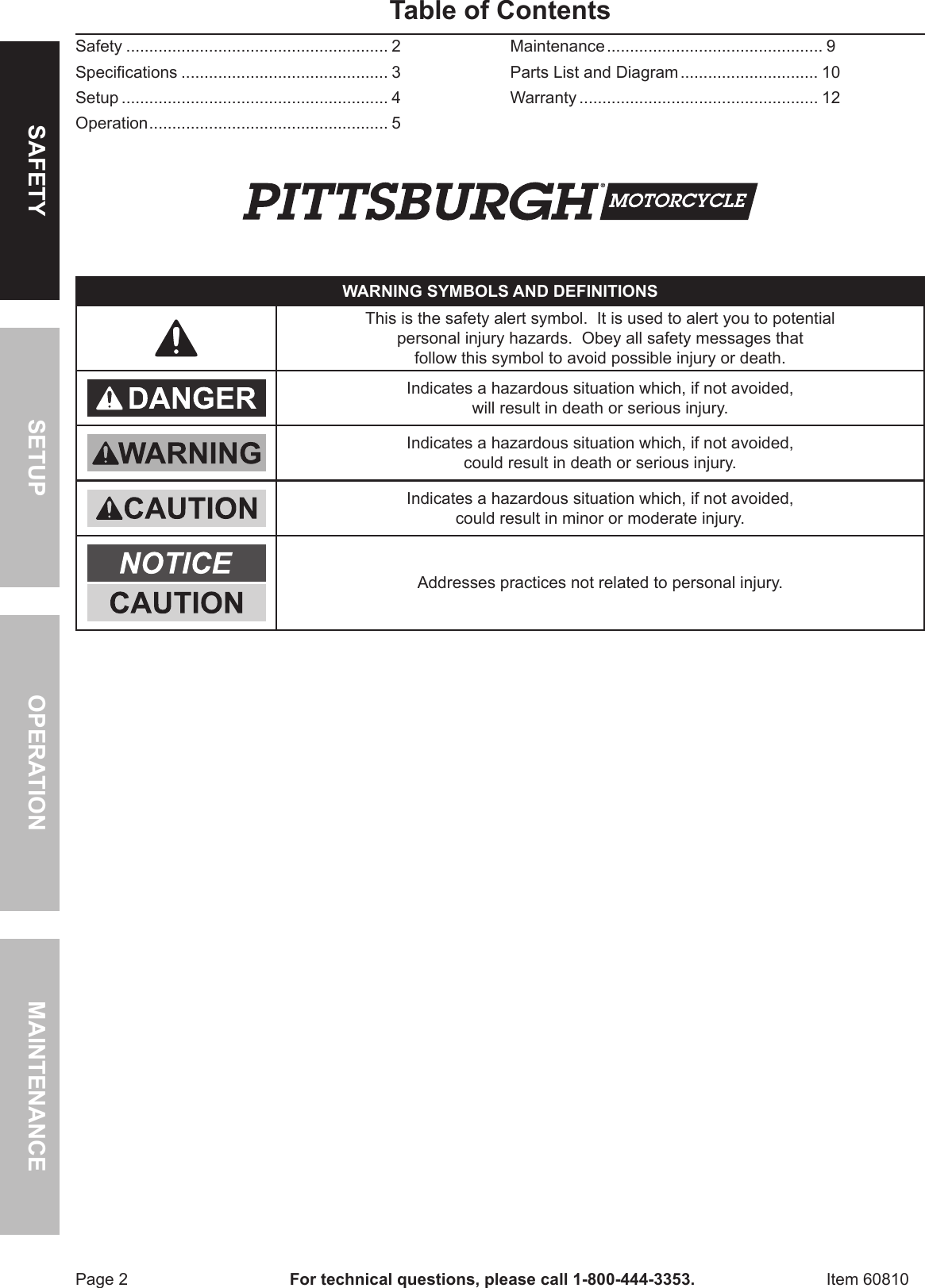 Page 2 of 12 - Harbor-Freight Harbor-Freight-Motorcycle-Tire-Changer-Attachment-Product-Manual-  Harbor-freight-motorcycle-tire-changer-attachment-product-manual