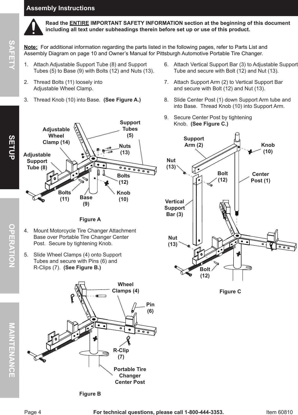 Harbor Freight Motorcycle Tire Changer Attachment Product Manual