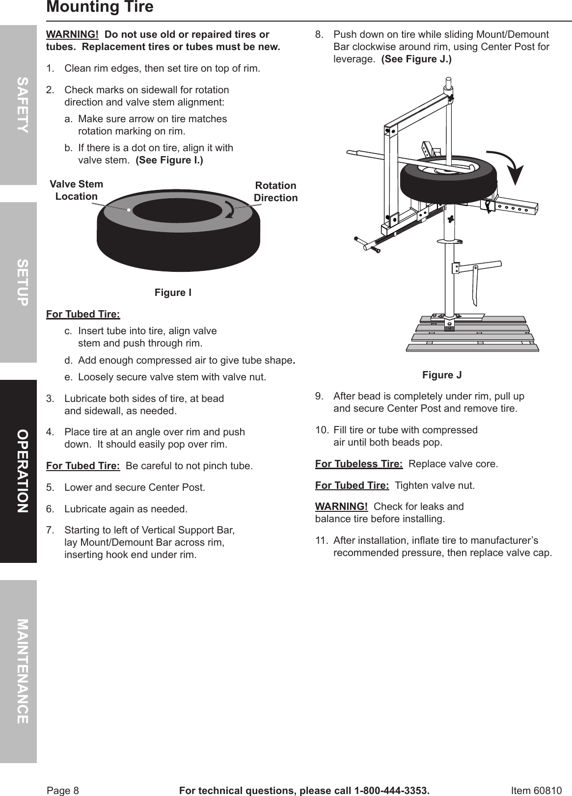Page 8 of 12 - Harbor-Freight Harbor-Freight-Motorcycle-Tire-Changer-Attachment-Product-Manual-  Harbor-freight-motorcycle-tire-changer-attachment-product-manual