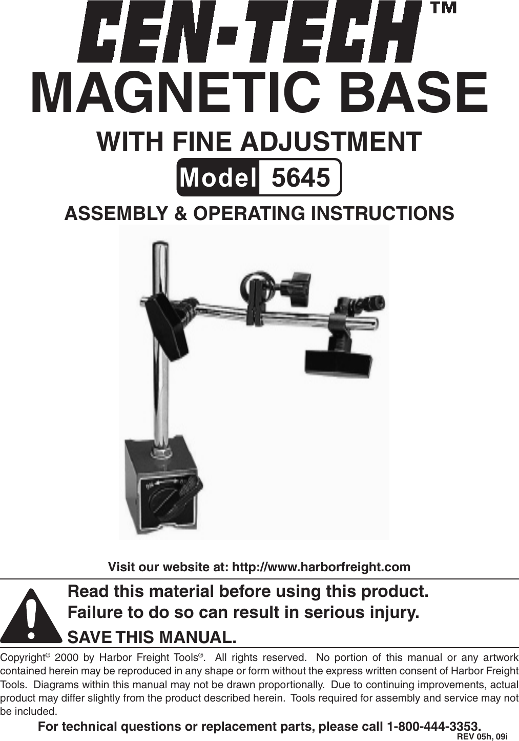 Page 1 of 4 - Harbor-Freight Harbor-Freight-Multi-Position-Magnetic-Base-With-Fine-Adjustment-Product-Manual-  Harbor-freight-multi-position-magnetic-base-with-fine-adjustment-product-manual