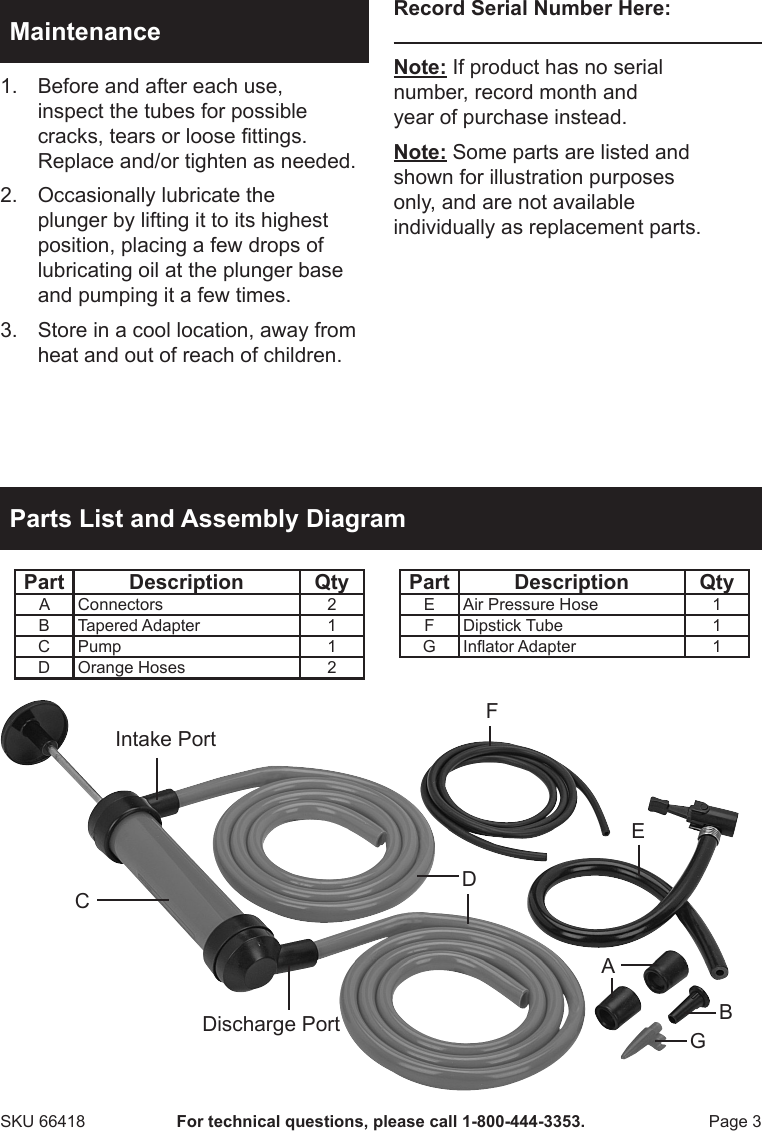 Harbor Freight Multi Use Transfer Pump Product Manual