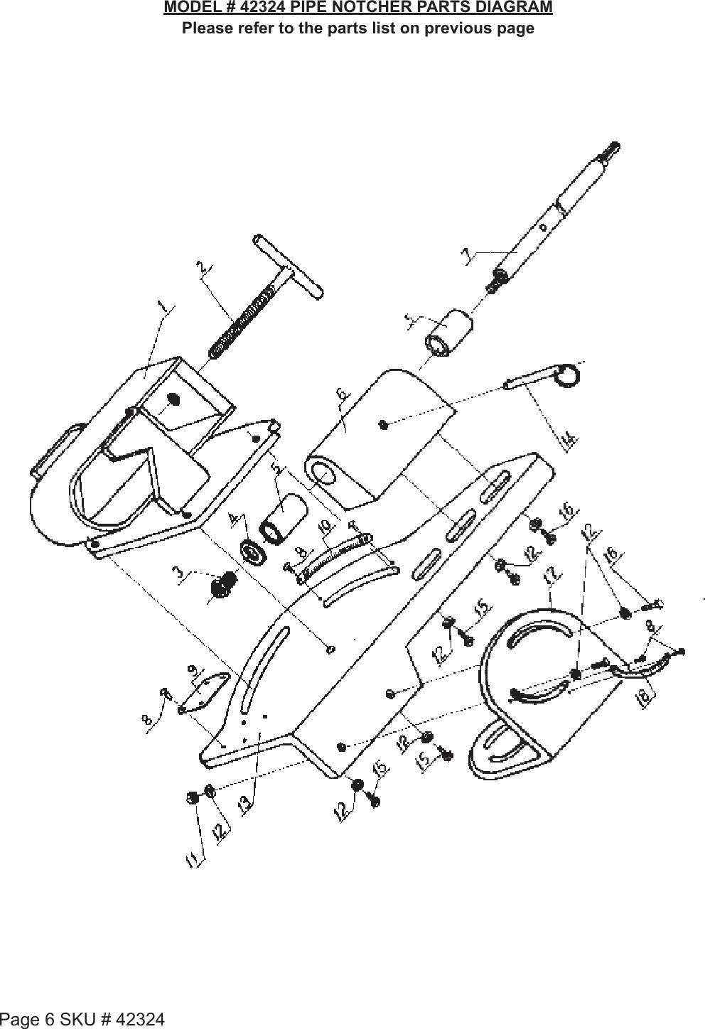 Page 6 of 7 - Harbor-Freight Harbor-Freight-Pipe-Tubing-Notcher-Product-Manual-  Harbor-freight-pipe-tubing-notcher-product-manual