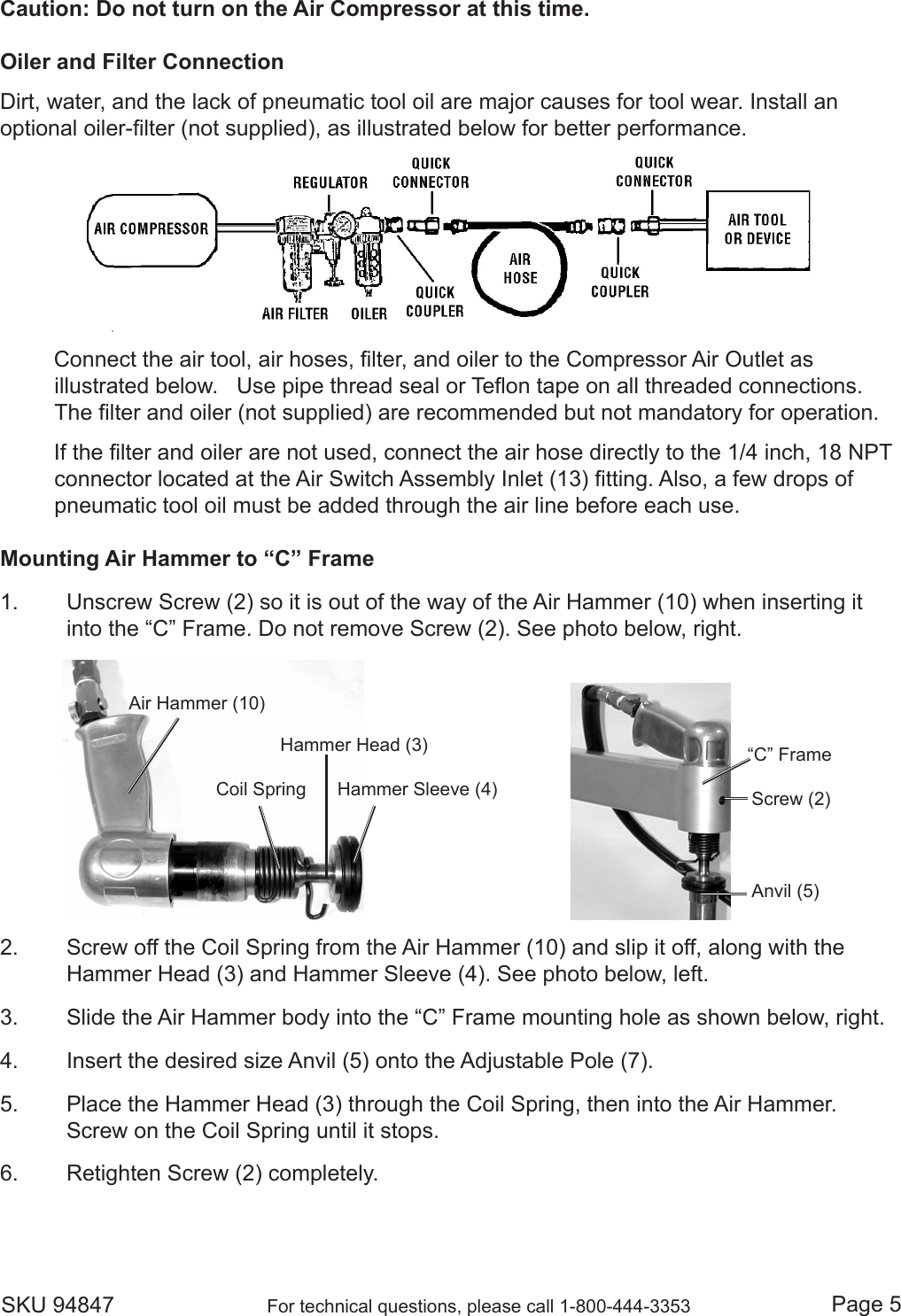 Page 5 of 9 - Harbor-Freight Harbor-Freight-Pneumatic-Planishing-Hammer-Product-Manual-  Harbor-freight-pneumatic-planishing-hammer-product-manual