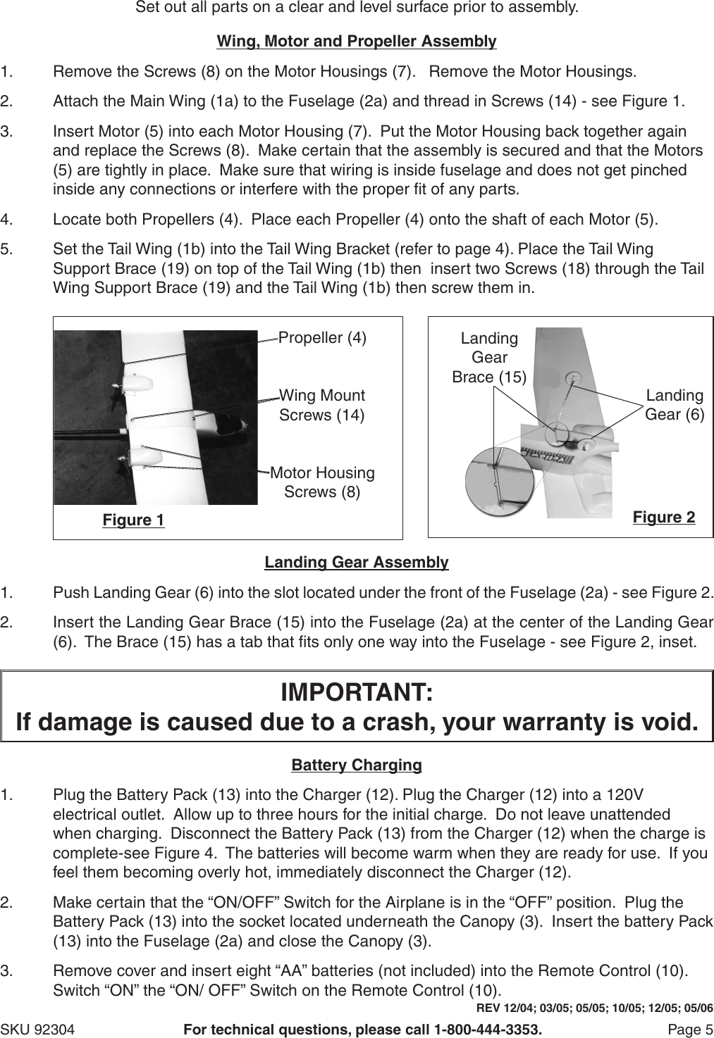 Page 5 of 7 - Harbor-Freight Harbor-Freight-Rechargeable-Radio-Control-Airplane-Product-Manual-  Harbor-freight-rechargeable-radio-control-airplane-product-manual