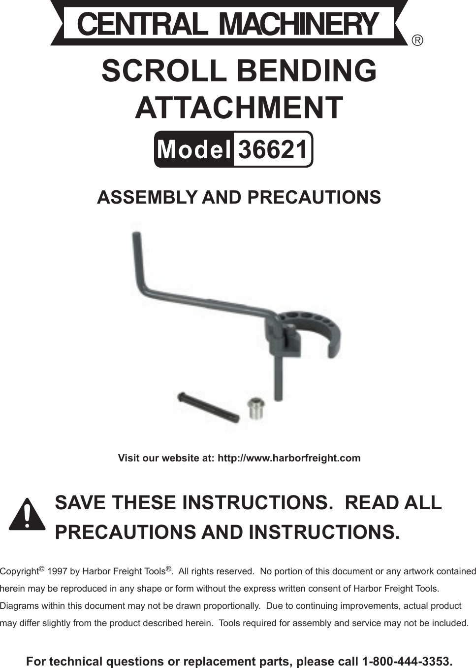 Harbor Freight Scroll Attachment Product Manual