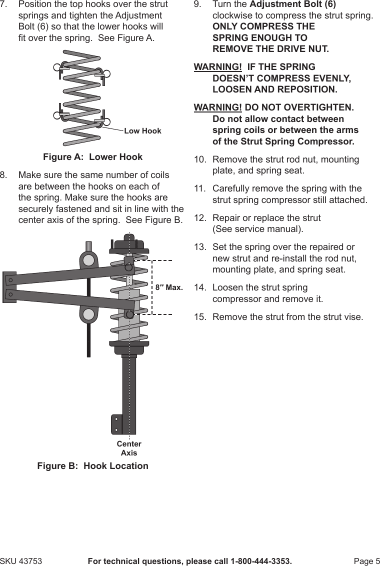 Page 5 of 8 - Harbor-Freight Harbor-Freight-Single-Action-Strut-Spring-Compressor-Product-Manual-  Harbor-freight-single-action-strut-spring-compressor-product-manual