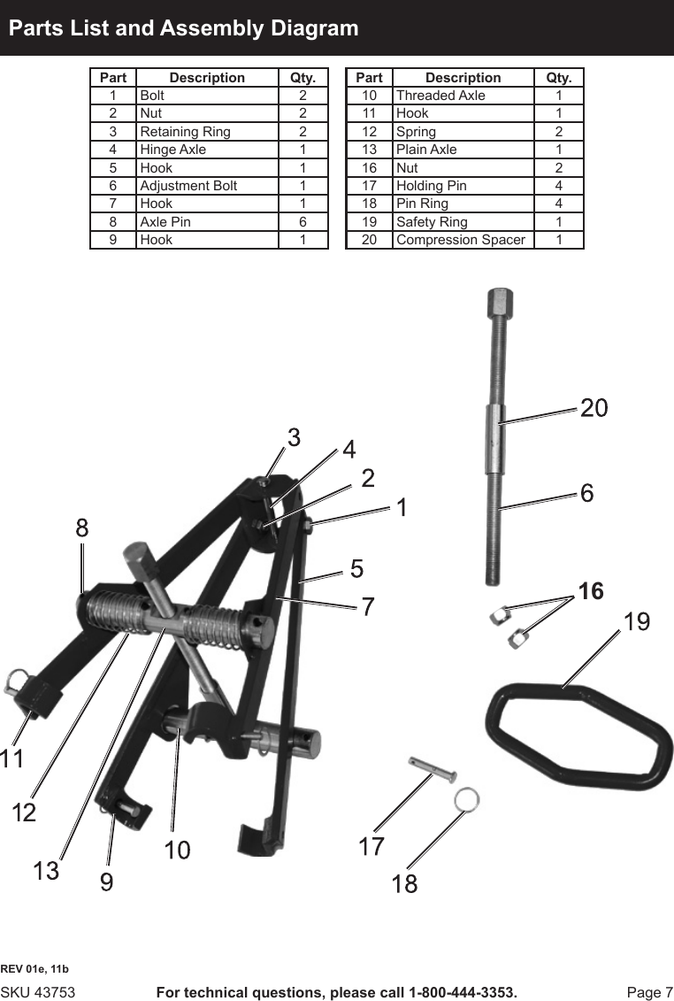 Page 7 of 8 - Harbor-Freight Harbor-Freight-Single-Action-Strut-Spring-Compressor-Product-Manual-  Harbor-freight-single-action-strut-spring-compressor-product-manual
