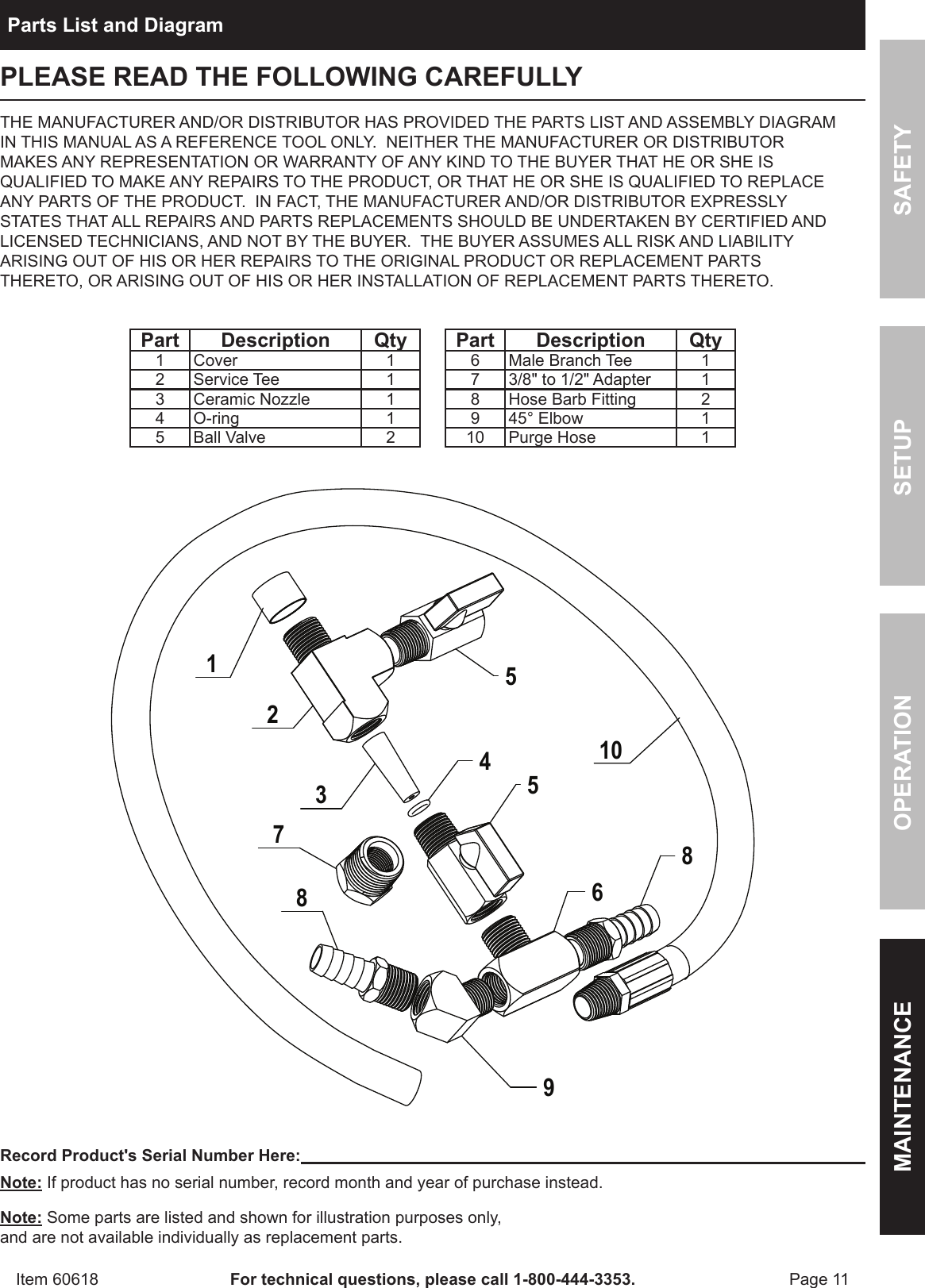 Page 11 of 12 - Harbor-Freight Harbor-Freight-Soda-Blast-Conversion-Kit-Product-Manual-  Harbor-freight-soda-blast-conversion-kit-product-manual