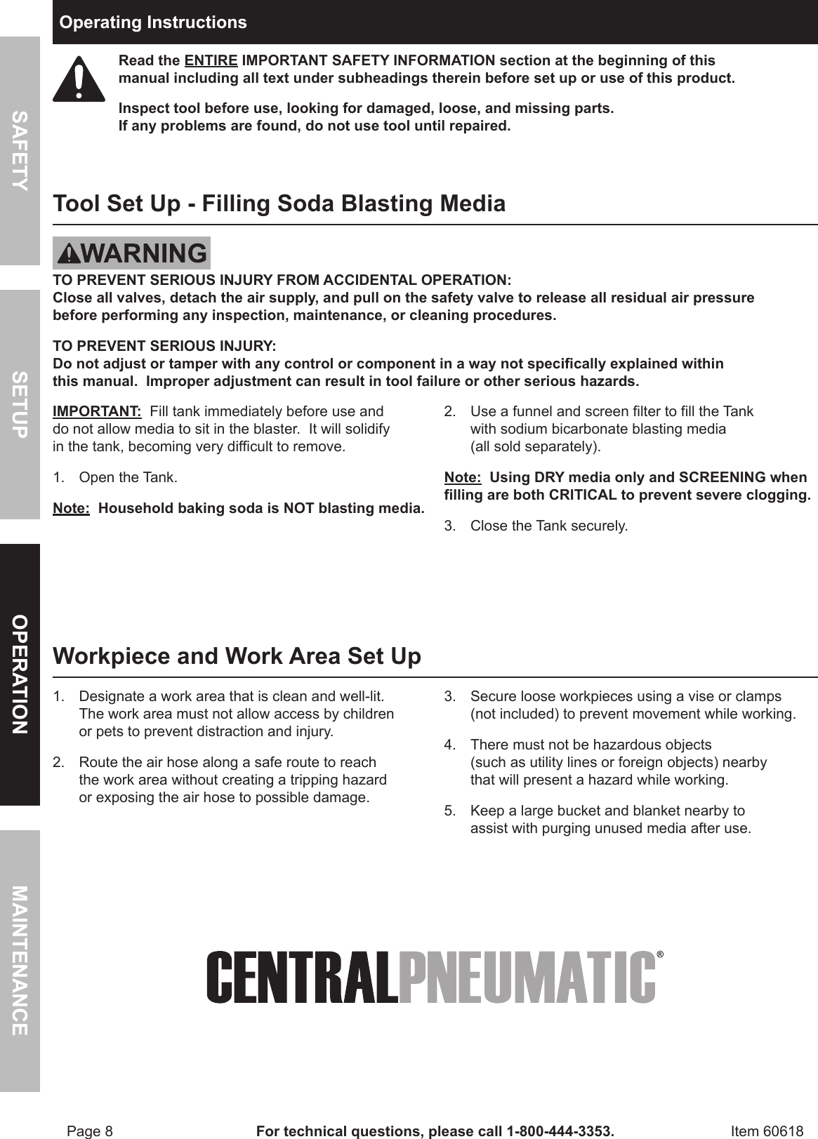 Harbor Freight Soda Blast Conversion Kit Product Manual