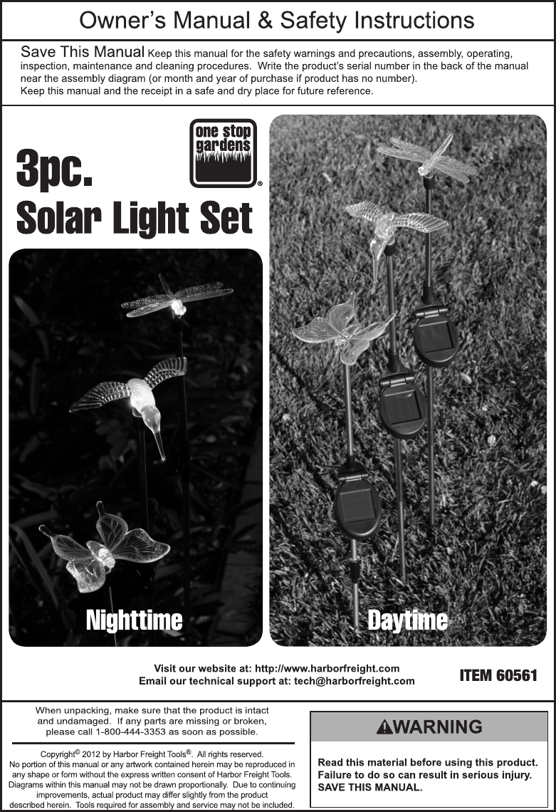 Page 1 of 8 - Harbor-Freight Harbor-Freight-Solar-Decorative-Led-Lights -3-Pc-Product-Manual-  Harbor-freight-solar-decorative-led-lights---3-pc-product-manual