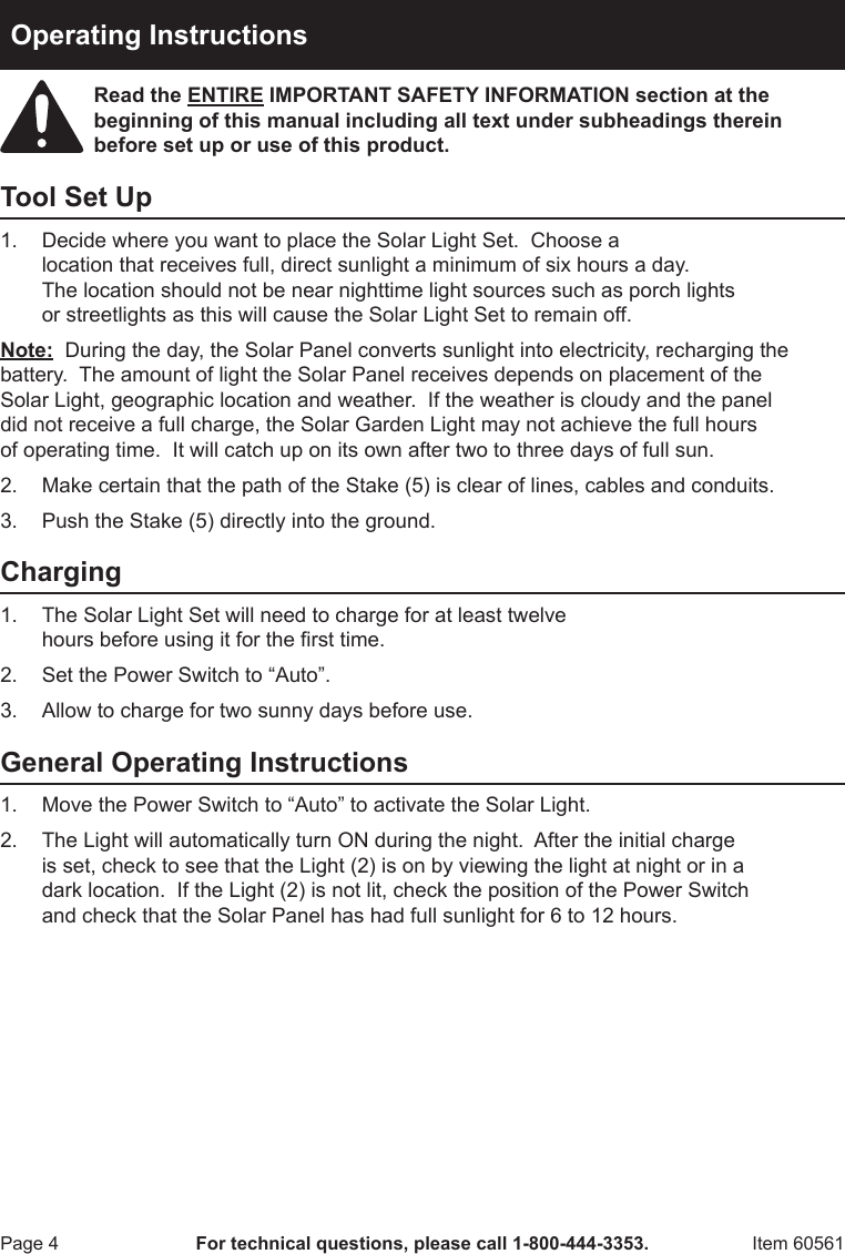 Page 4 of 8 - Harbor-Freight Harbor-Freight-Solar-Decorative-Led-Lights -3-Pc-Product-Manual-  Harbor-freight-solar-decorative-led-lights---3-pc-product-manual