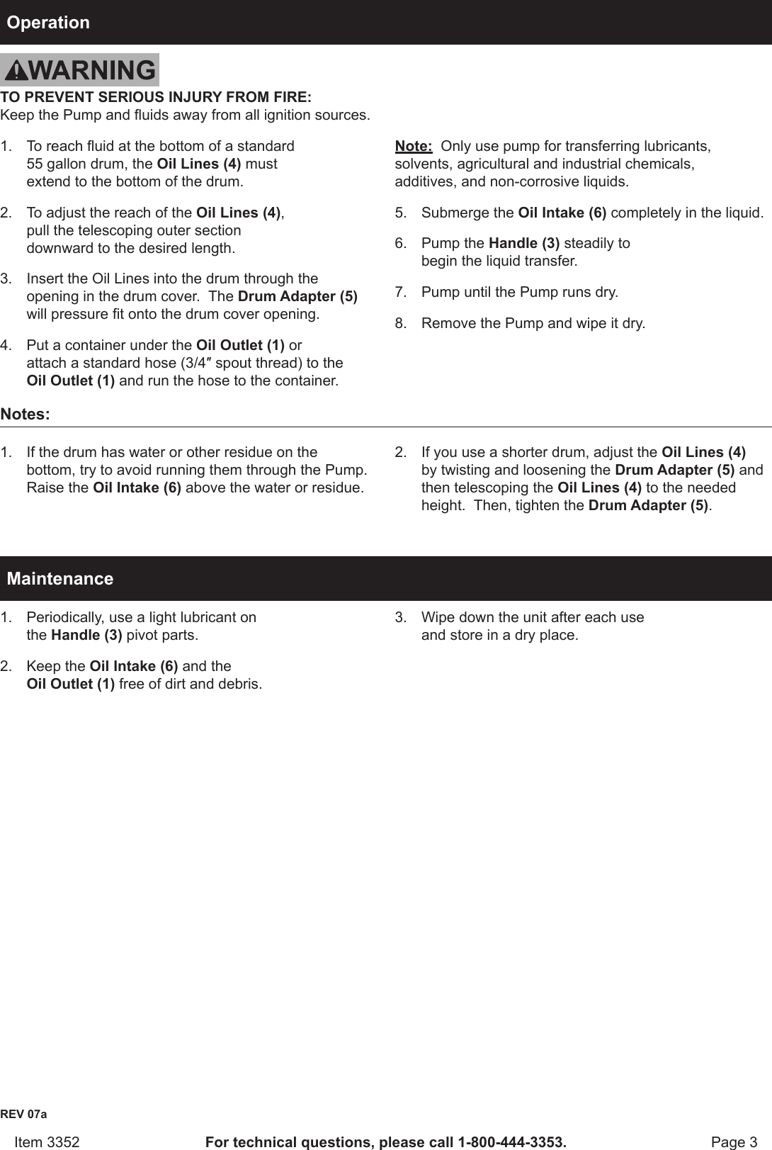 Page 3 of 4 - Harbor-Freight Harbor-Freight-Steel-Lever-Barrel-Pump-Product-Manual-  Harbor-freight-steel-lever-barrel-pump-product-manual