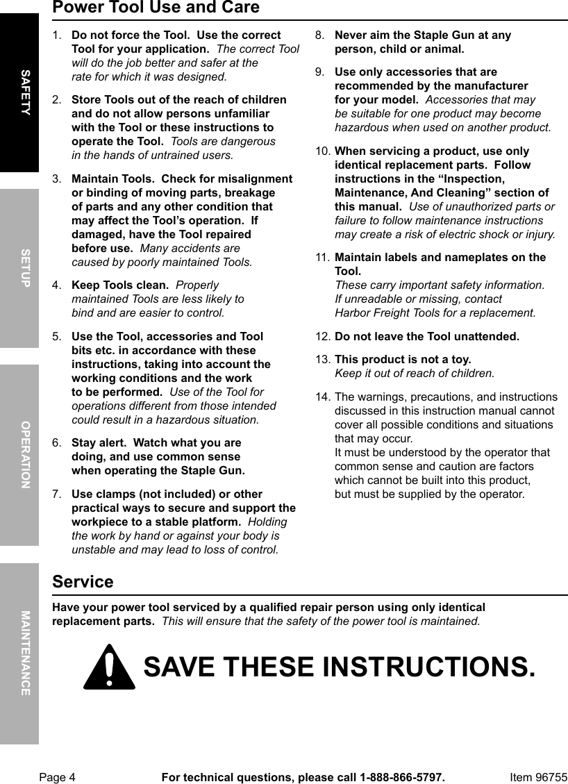 Page 4 of 12 - Harbor-Freight Harbor-Freight-Three-Way-Tacker-Staple-Gun-Kit-Product-Manual-  Harbor-freight-three-way-tacker-staple-gun-kit-product-manual