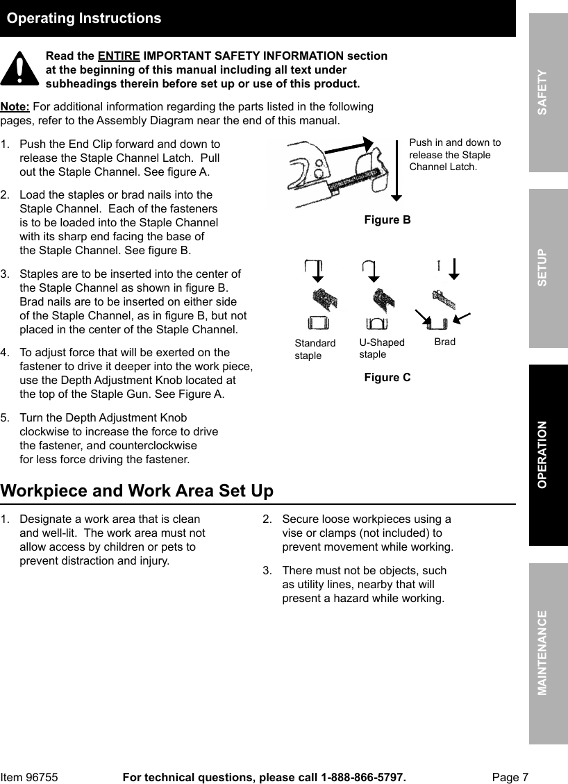Page 7 of 12 - Harbor-Freight Harbor-Freight-Three-Way-Tacker-Staple-Gun-Kit-Product-Manual-  Harbor-freight-three-way-tacker-staple-gun-kit-product-manual