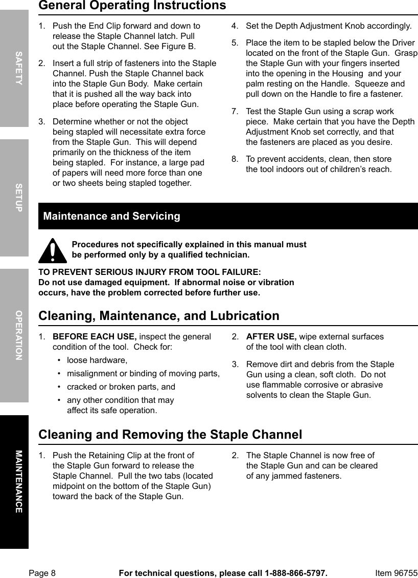 Page 8 of 12 - Harbor-Freight Harbor-Freight-Three-Way-Tacker-Staple-Gun-Kit-Product-Manual-  Harbor-freight-three-way-tacker-staple-gun-kit-product-manual