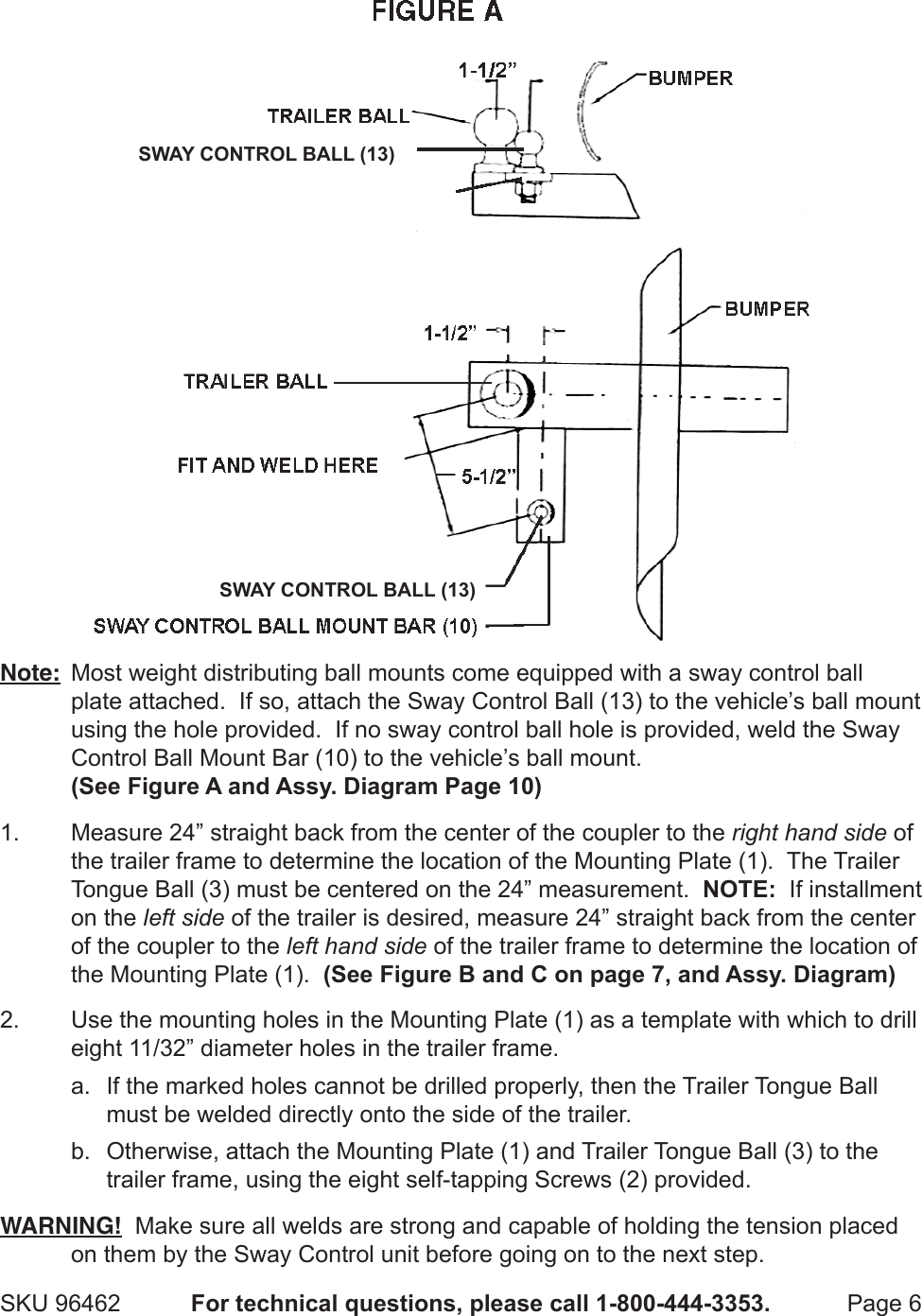 Page 6 of 12 - Harbor-Freight Harbor-Freight-Trailer-Sway-Control-Kit-Product-Manual-  Harbor-freight-trailer-sway-control-kit-product-manual