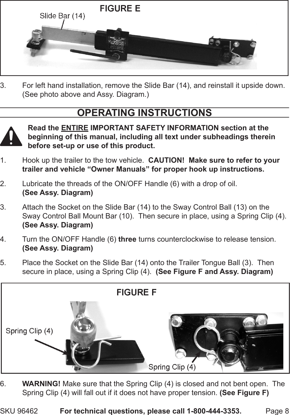 Page 8 of 12 - Harbor-Freight Harbor-Freight-Trailer-Sway-Control-Kit-Product-Manual-  Harbor-freight-trailer-sway-control-kit-product-manual