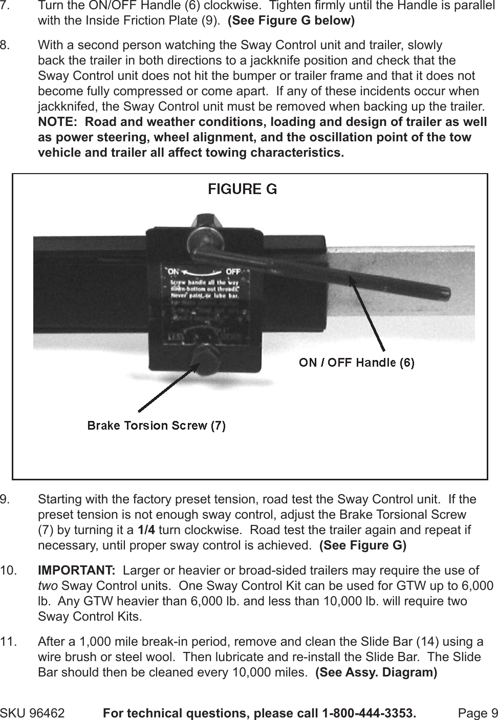 Page 9 of 12 - Harbor-Freight Harbor-Freight-Trailer-Sway-Control-Kit-Product-Manual-  Harbor-freight-trailer-sway-control-kit-product-manual