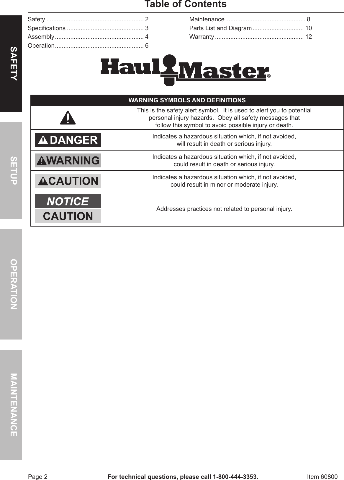 Page 2 of 12 - Harbor-Freight Harbor-Freight-Truck-Bed-Cargo-Unloader-Product-Manual-  Harbor-freight-truck-bed-cargo-unloader-product-manual