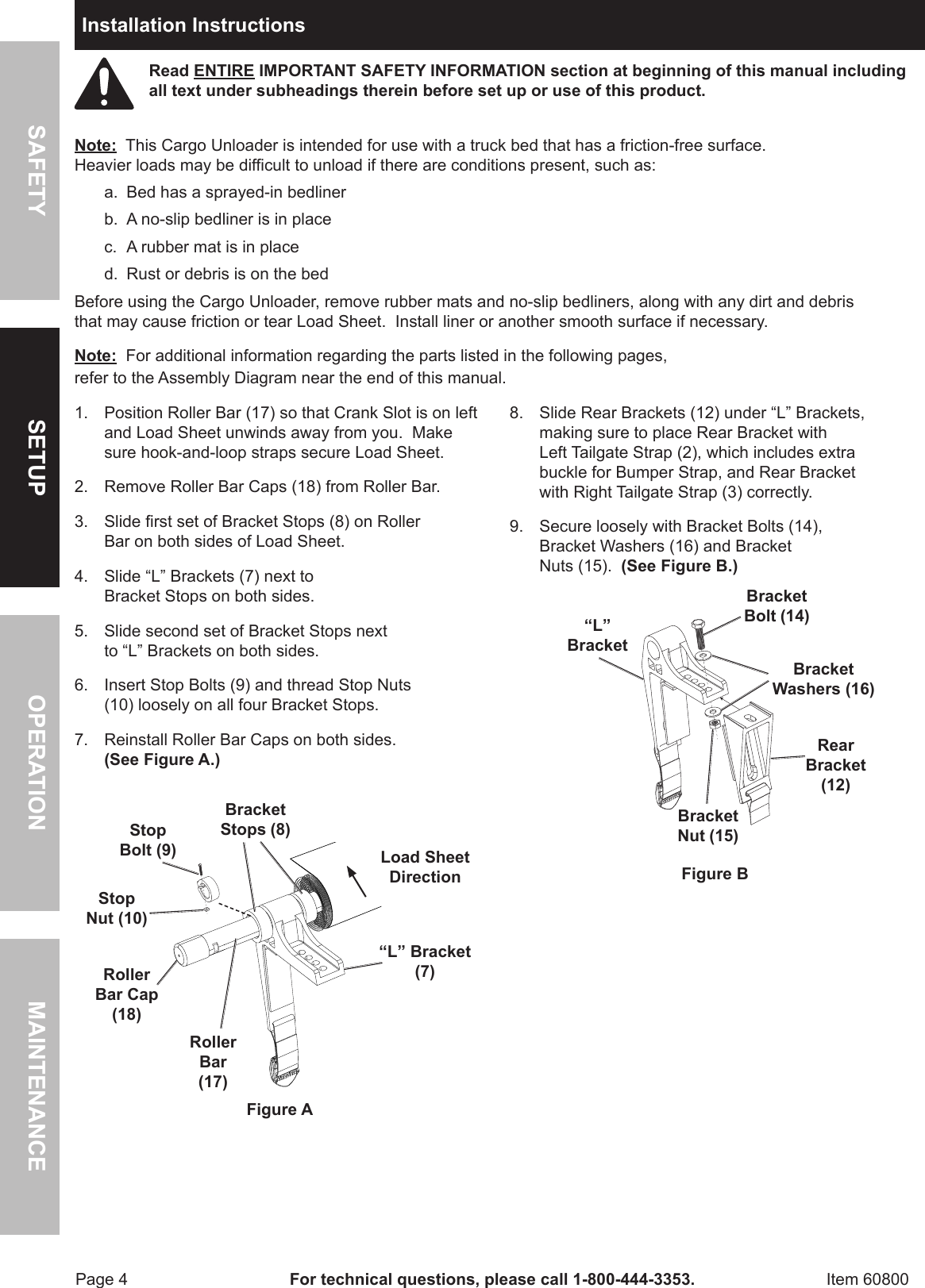 Harbor Freight Truck Bed Cargo Unloader Product Manual
