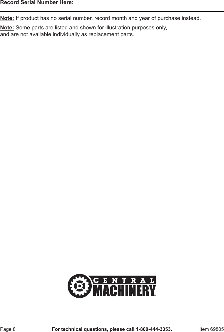 Page 8 of 12 - Harbor-Freight Harbor-Freight-Universal-Tool-Stand-Product-Manual-  Harbor-freight-universal-tool-stand-product-manual