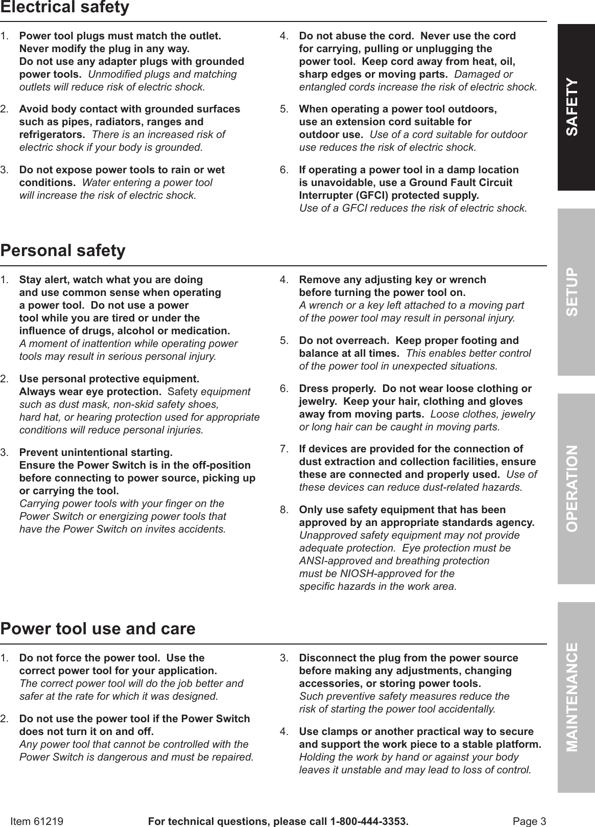 Page 3 of 12 - Harbor-Freight Harbor-Freight-Variable-Speed-Oscillating-Multifunction-Power-Tool-Product-Manual-  Harbor-freight-variable-speed-oscillating-multifunction-power-tool-product-manual