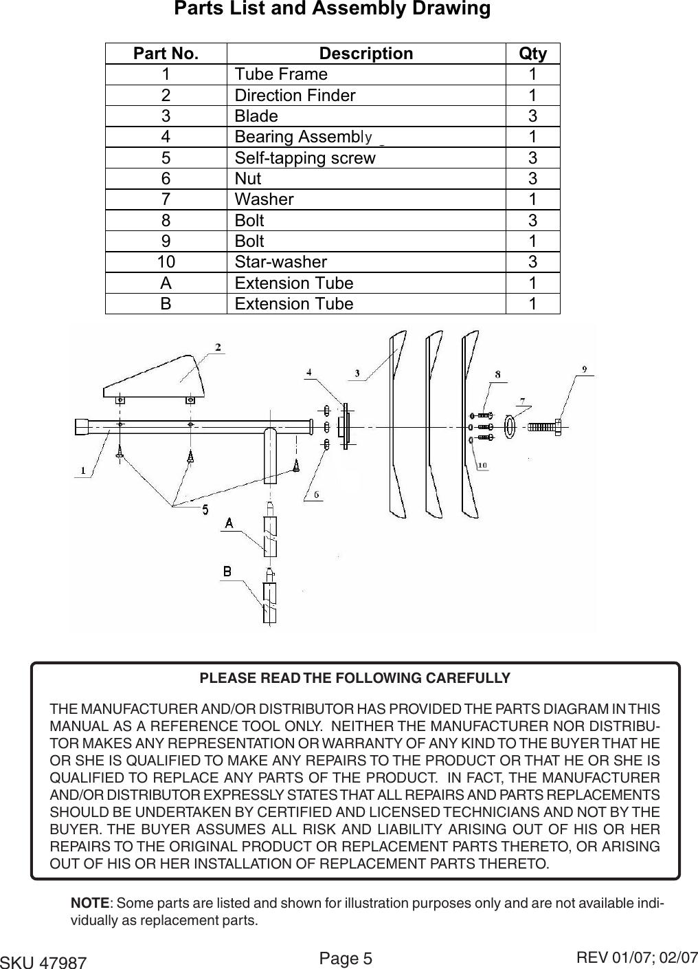 Page 5 of 5 - Harbor-Freight Harbor-Freight-Windmill-Mole-Chaser-Product-Manual- 47987 Manual  Harbor-freight-windmill-mole-chaser-product-manual