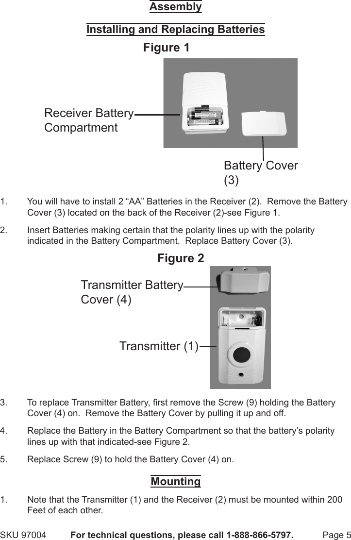 Page 5 of 8 - Harbor-Freight Harbor-Freight-Wireless-Doorbell-Product-Manual-  Harbor-freight-wireless-doorbell-product-manual