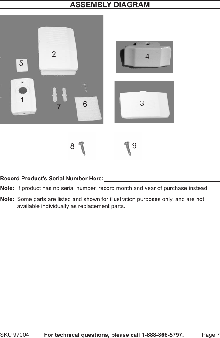 Page 7 of 8 - Harbor-Freight Harbor-Freight-Wireless-Doorbell-Product-Manual-  Harbor-freight-wireless-doorbell-product-manual