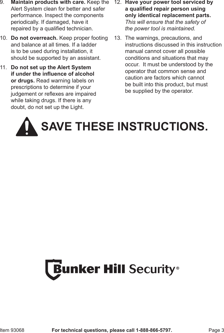Page 3 of 8 - Harbor-Freight Harbor-Freight-Wireless-Security-Alert-System-Product-Manual- Harbor-freight-wireless-security-alert-system-product-manual