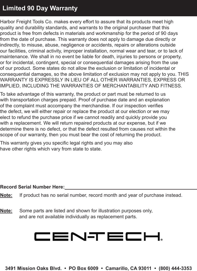 Page 12 of 12 - Harbor-Freight Harbor-Freight-Xenon-Advance-Timing-Light-Product-Manual-  Harbor-freight-xenon-advance-timing-light-product-manual