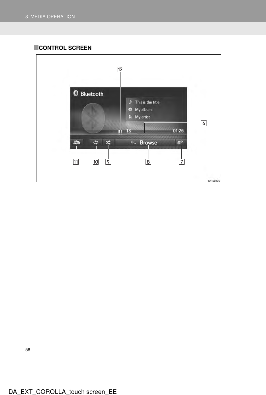 563. MEDIA OPERATIONDA_EXT_COROLLA_touch screen_EE■CONTROL SCREEN