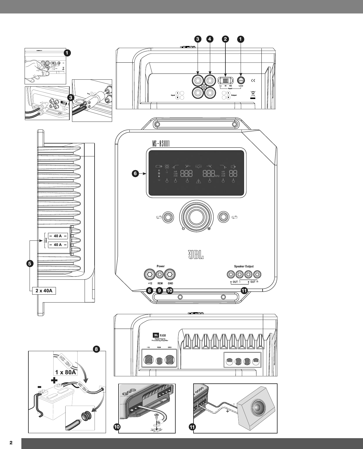 12Input Output12Lo Hi Hi2InputLevel40 A40 A2X40A2 x 40A+-1 x 80A12Input1212Input OutputLo Hi Hi2InputLe 2