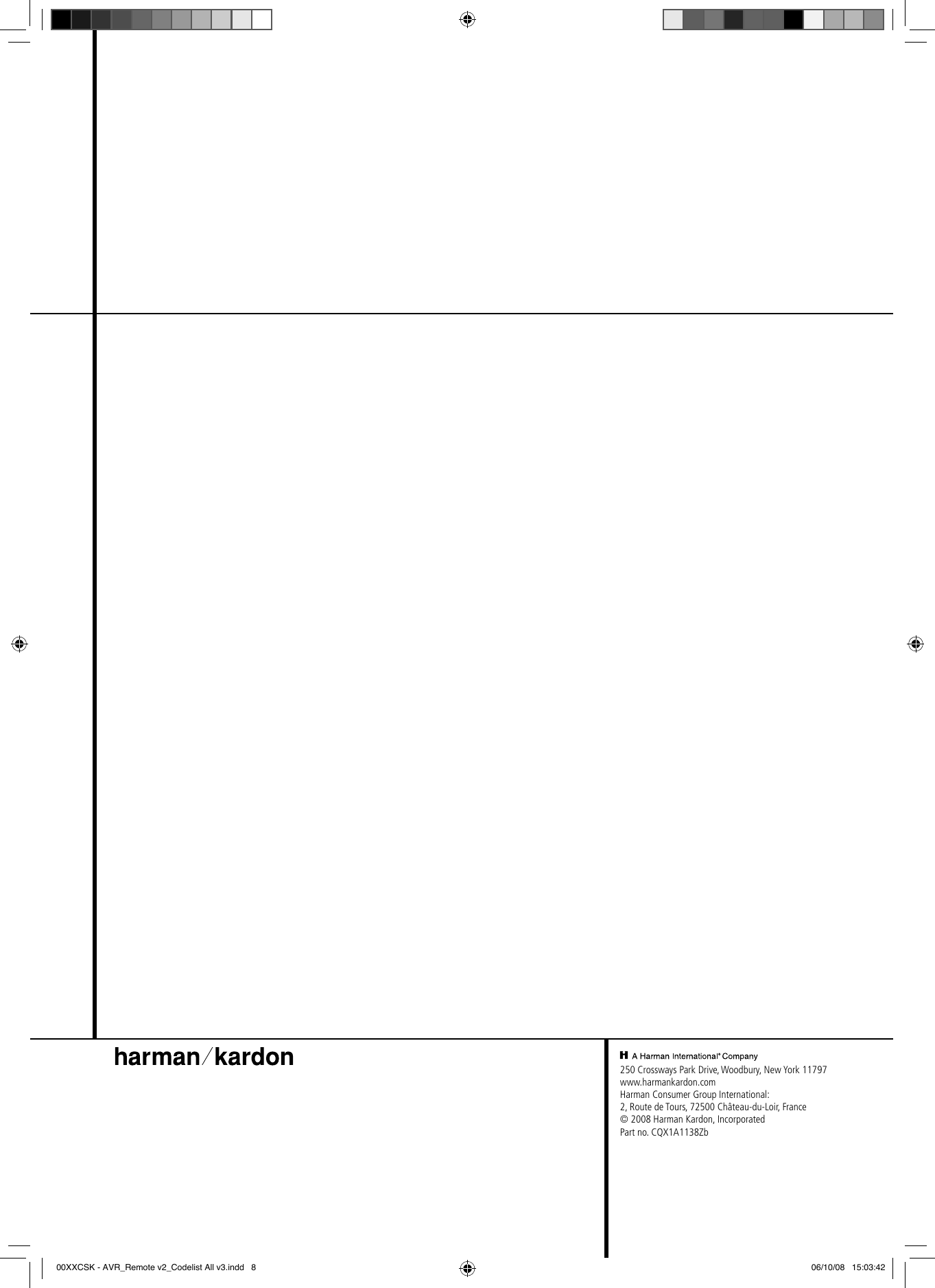 Page 8 of 8 - Harman-Kardon Harman-Kardon-Avr-255-230V-Users-Manual-  Harman-kardon-avr-255-230v-users-manual