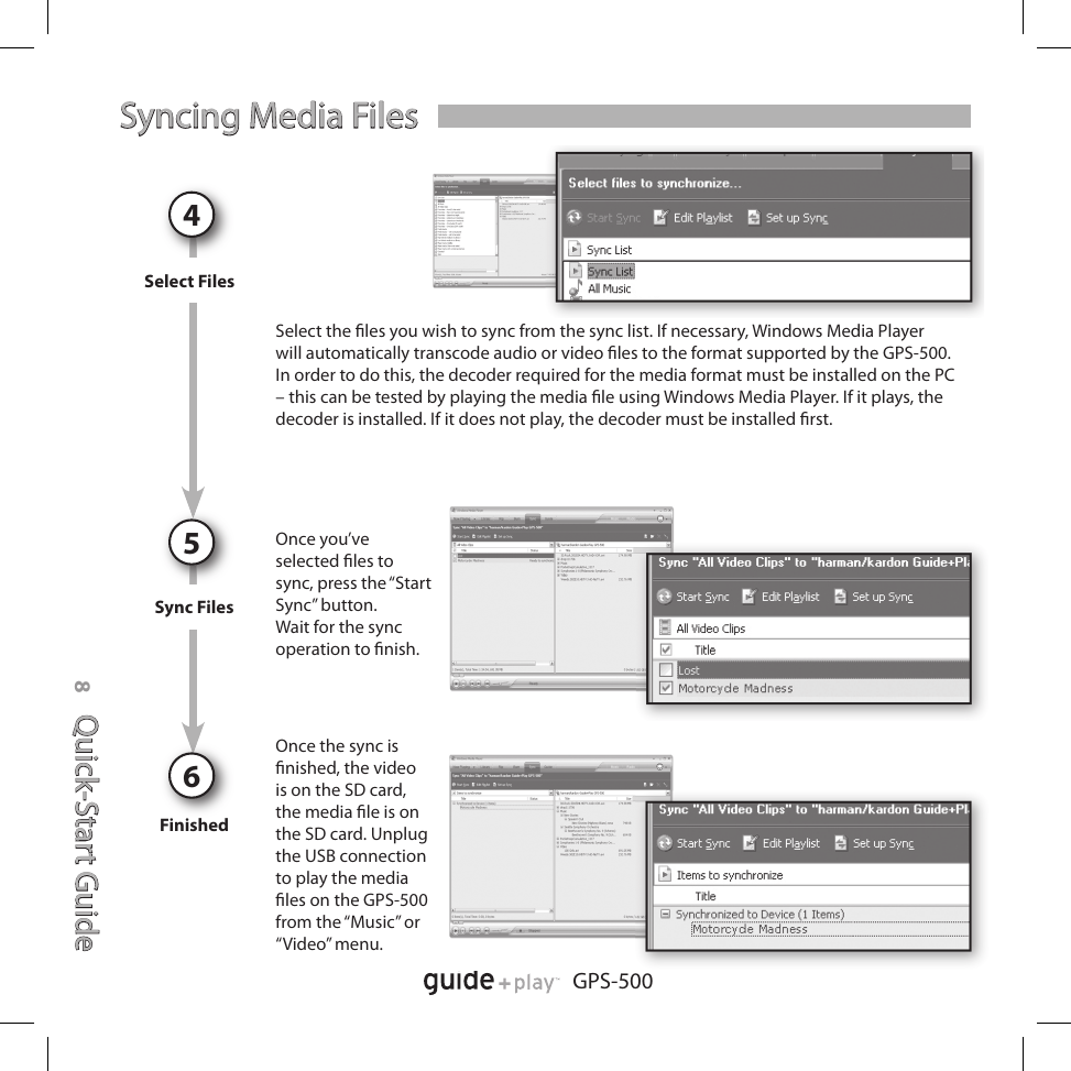 Page 8 of 12 - Harman-Kardon Harman-Kardon-Gps-500-Users-Manual- 32384_GPS500_QuickStart_UK  Harman-kardon-gps-500-users-manual