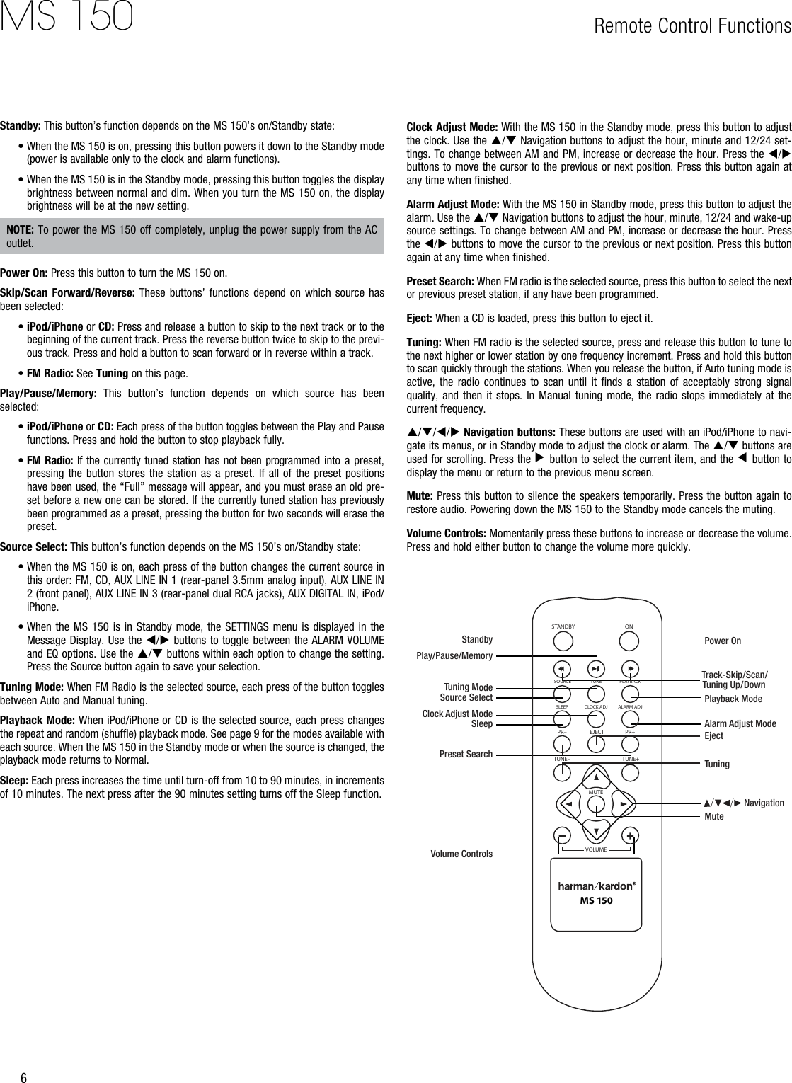 Page 6 of 12 - Harman-Kardon Harman-Kardon-Ms-150-Users-Manual-  Harman-kardon-ms-150-users-manual