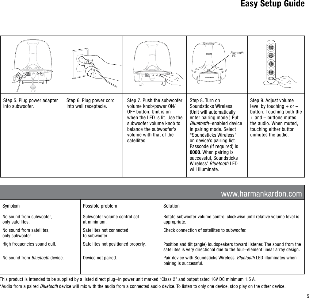 Page 5 of 6 - Harman-Kardon Harman-Kardon-Soundsticks-Wireless-Owners-Manual-  Harman-kardon-soundsticks-wireless-owners-manual