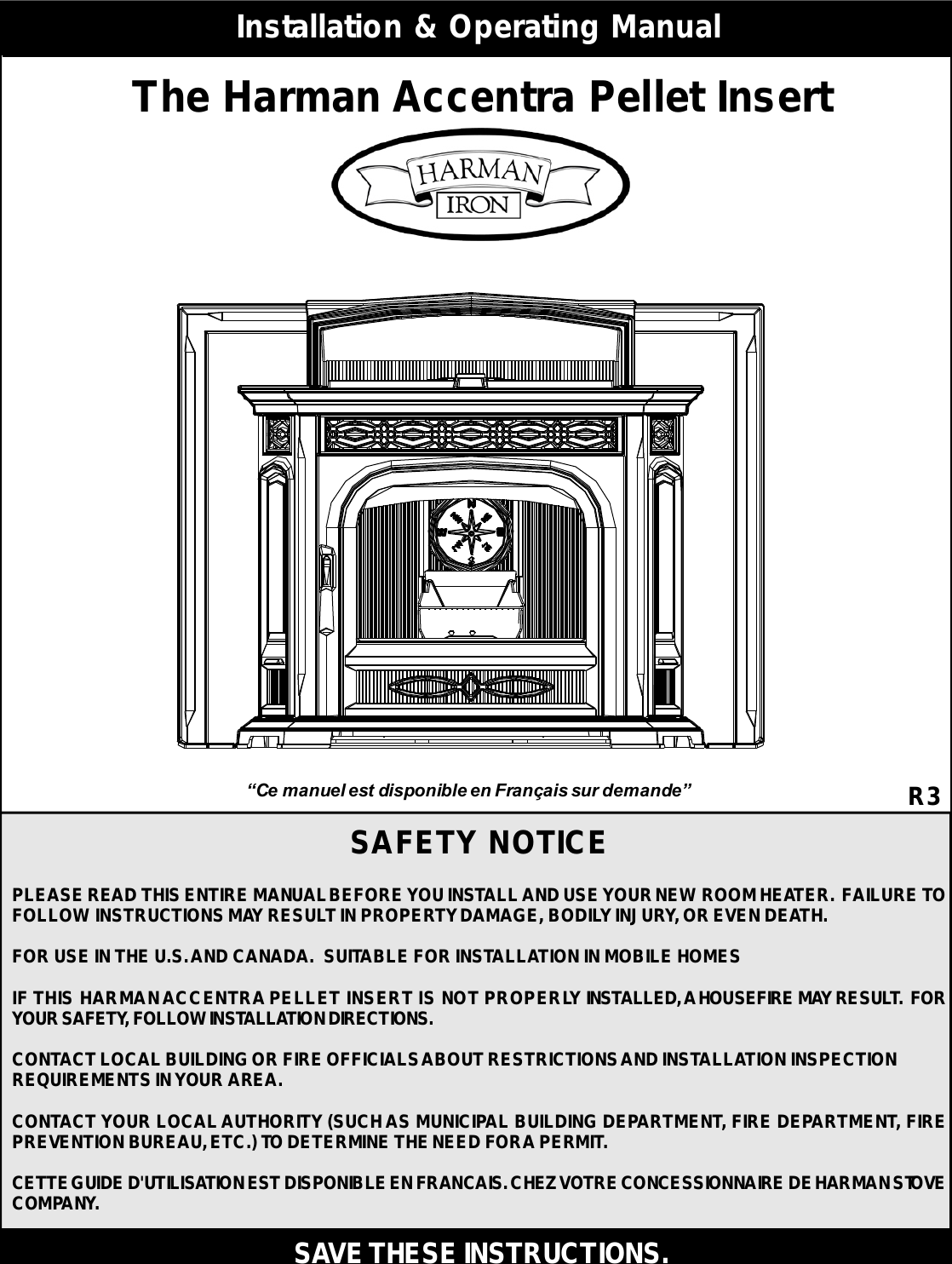 Harman Stove Company The Accentra Pellet Insert Users Manual 2