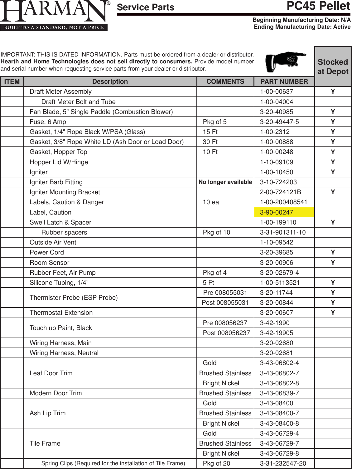 Page 6 of 6 - Harman Harman-Pc45-Owner-S-Manual