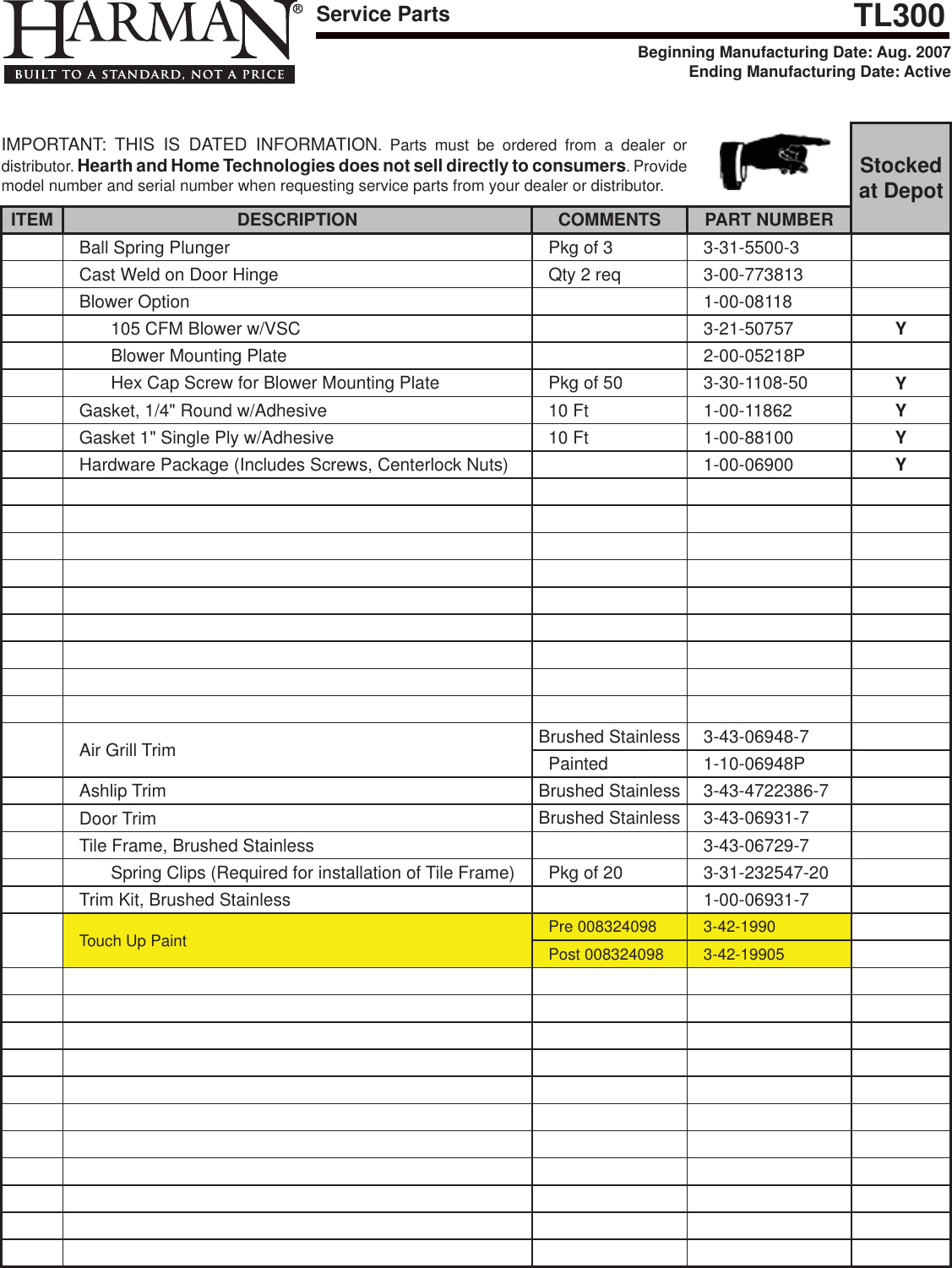 Page 5 of 5 - Harman Harman-Tl300-Owner-S-Manual